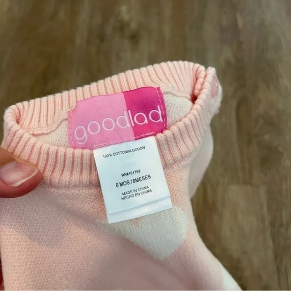 Good Lad Pink Knit Long Sleeve Heart Print Onesie Ruffle Valentines Size 6 Month